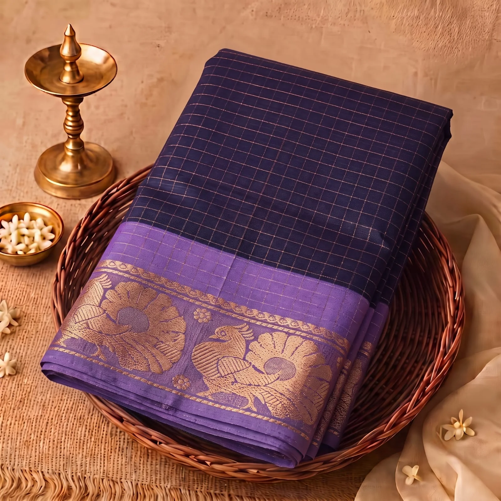 Checked Pattern Sungudi Cotton Saree